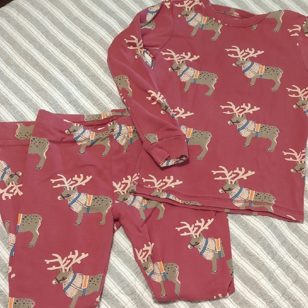 Kids Reindeer Christmas Tea collection Pajama Set - Red, Size 8
